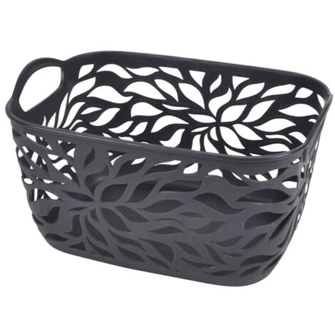 Panière à Linge "Motif Végétal" 3,5L Anthracite