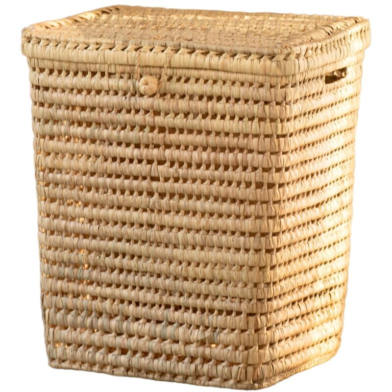 Panière à linge rectangle palmier Naturel 40x36x50 cm