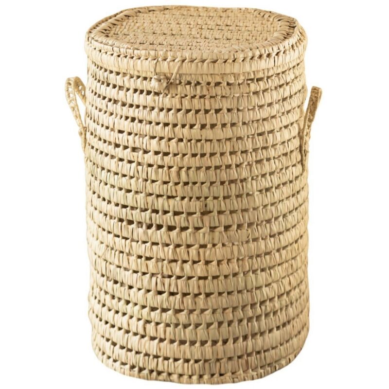 Panière à linge ronde palmier Naturel 38x38x53 cm