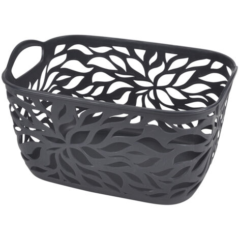 Paniere corbeille 3.5 L motif vegetal 16 x 24 cm anthracite