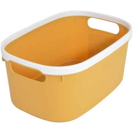 Panière de Rangement Bicolore "Poignées" 30cm Ocre