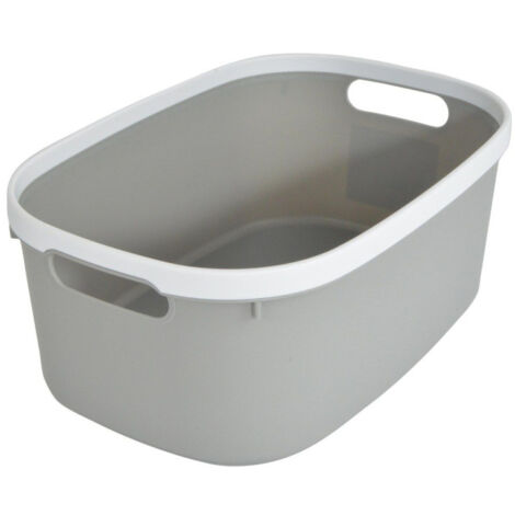 Panière de Rangement Bicolore "Poignées" 37cm Gris