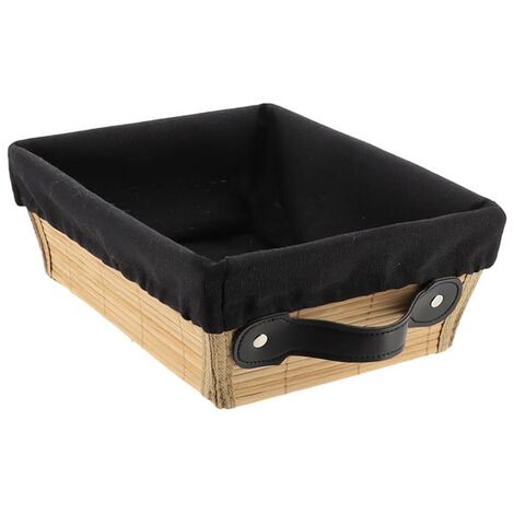 Paniere dressing bambou l20,5xp26xh10,5 cm - bambou/tissu noir - Tendance