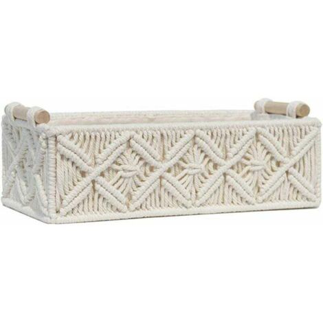 Panier,Paniers de rangement en macramé - Boîte décorative tissée à la main - Pour comptoir de toilette - Étagère de rangement pour chambre à coucher, salon, maison - Blanc