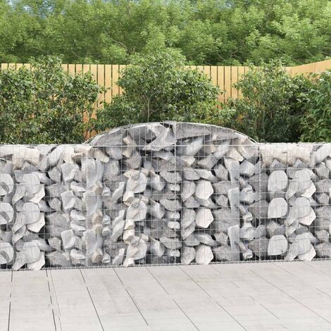 Paniers à gabions arqués 10 pcs  Mur en gabion Clôture de gabion 300x50x100/120 cm fer galvanisé 48561