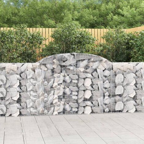 Paniers à gabions arqués 11 pcs  Mur en gabion Clôture de gabion 300x30x100/120 cm fer galvanisé 67312