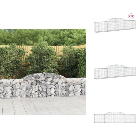 Paniers à gabions arqués 12 pcs 300x30x60/80 cm Fer galvanisé - Panier Gabion - Mur Gabion - Clôture Gabion - Décoration Jardin - Barrieres Jardin