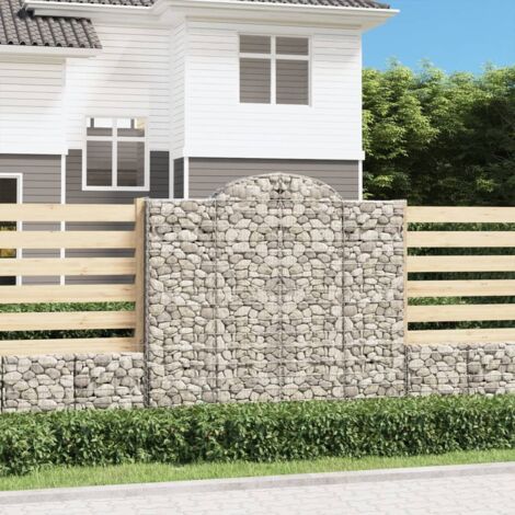 Paniers à gabions arqués 2 pcs Mur en gabion Clôture de gabion 200x30x180/200 cm Fer galvanisé 99046