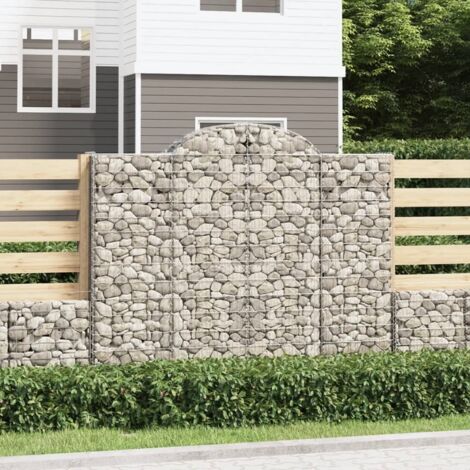 Paniers à gabions arqués 2 pcs  Mur en gabion Clôture de gabion 200x50x160/180 cm Fer galvanisé 57557