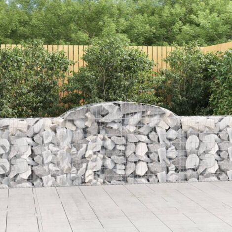 Paniers à gabions arqués 2 pcs  Mur en gabion Clôture de gabion 300x30x80/100 cm fer galvanisé 47371