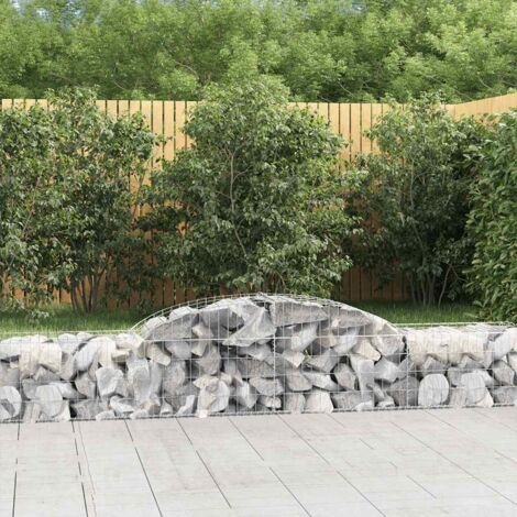 Paniers à gabions arqués 2 pcs  Mur en gabion Clôture de gabion 300x50x40/60 cm fer galvanisé 61452