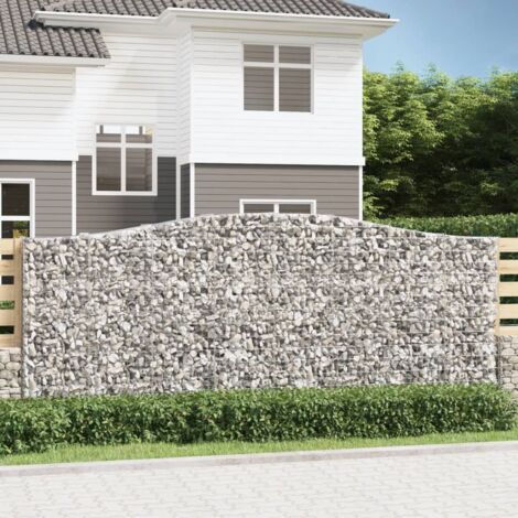 Paniers à gabions arqués 2 pcs Mur en gabion  Clôture de gabion 400x50x160/180 cm fer galvanisé 67661