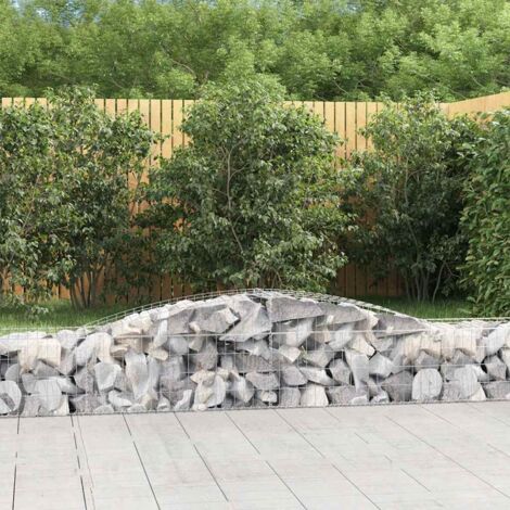 Paniers à gabions arqués 2 pcs Mur en gabion  Clôture de gabion 400x50x40/60 cm Fer galvanisé 83680