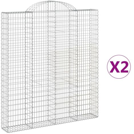Paniers à gabions arqués 2 pcs,Clôture de jardin,Mur en Gabion 200x30x220240 cm fer galvanisé983969