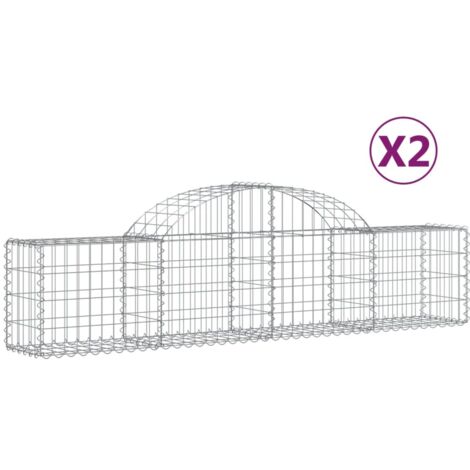 Paniers à gabions arqués 2 pcs,Clôture de jardin,Mur en Gabion 200x30x4060 cm Fer galvanisé116051