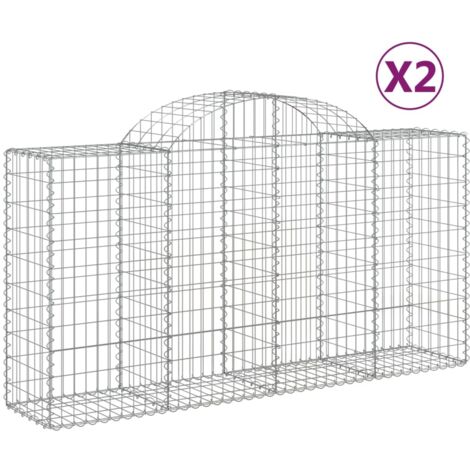 Paniers à gabions arqués 2 pcs,Clôture de jardin,Mur en Gabion 200x50x100120 cm fer galvanisé773448