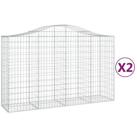 Paniers à gabions arqués 2 pcs,Clôture de jardin,Mur en Gabion 200x50x120140 cm Fer galvanisé171072