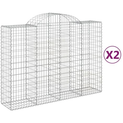 Paniers à gabions arqués 2 pcs,Clôture de jardin,Mur en Gabion 200x50x140160 cm Fer galvanisé221403