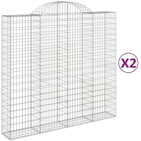 Paniers à gabions arqués 2 pcs,Clôture de jardin,Mur en Gabion 200x50x180200 cm Fer galvanisé493223