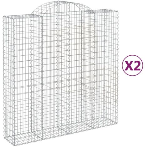 Paniers à gabions arqués 2 pcs,Clôture de jardin,Mur en Gabion 200x50x200220 cm Fer galvanisé872296