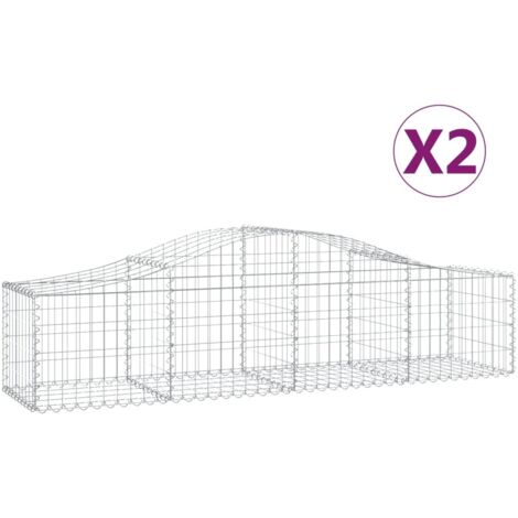 Paniers à gabions arqués 2 pcs,Clôture de jardin,Mur en Gabion 200x50x4060 cm fer galvanisé627069