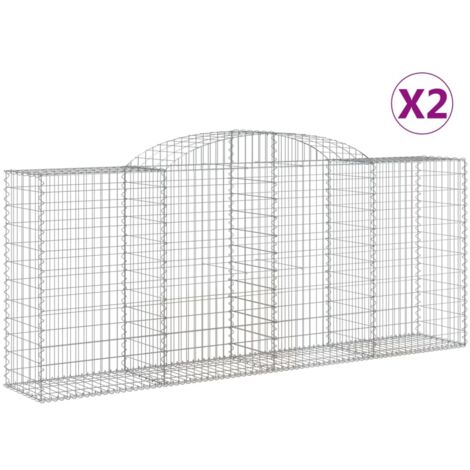 Paniers à gabions arqués 2 pcs，Clôture de jardin，Mur en Gabion 300x50x120140 cm fer galvanisé532125