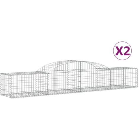 Paniers à gabions arqués 2 pcs，Clôture de jardin，Mur en Gabion 300x50x4060 cm fer galvanisé778870