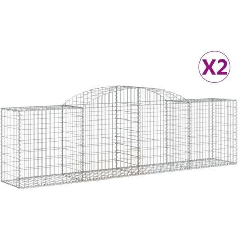 Paniers à gabions arqués 2 pcs，Clôture de jardin，Mur en Gabion 300x50x80100 cm fer galvanisé649528