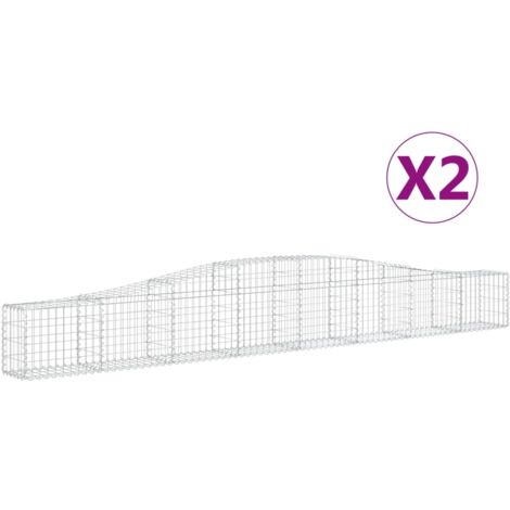 Paniers à gabions arqués 2 pcs，Clôture de jardin，Mur en Gabion 400x30x4060 cm Fer galvanisé687912