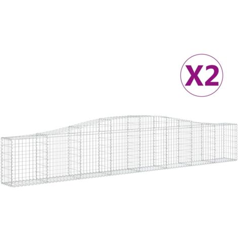 Paniers à gabions arqués 2 pcs，Clôture de jardin，Mur en Gabion 400x30x6080 cm Fer galvanisé321131