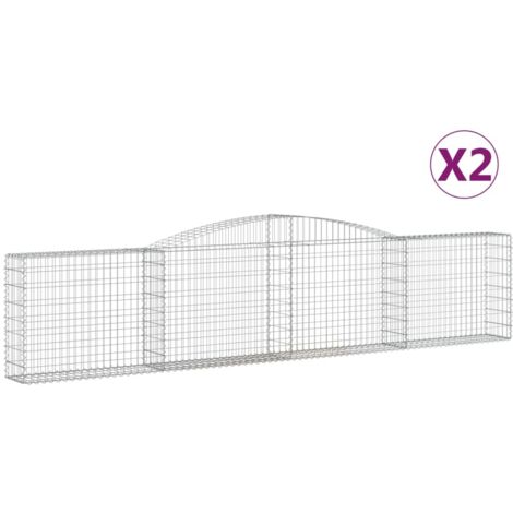 Paniers à gabions arqués 2 pcs，Clôture de jardin，Mur en Gabion 400x30x80100 cm Fer galvanisé681726
