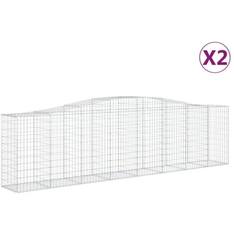 Paniers à gabions arqués 2 pcs，Clôture de jardin，Mur en Gabion 400x50x100120 cm Fer galvanisé885619