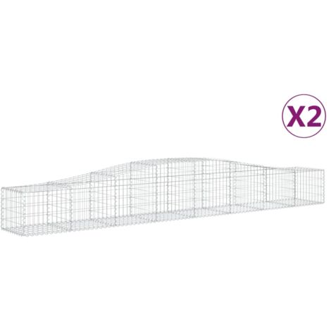 Paniers à gabions arqués 2 pcs，Clôture de jardin，Mur en Gabion 400x50x4060 cm Fer galvanisé412239