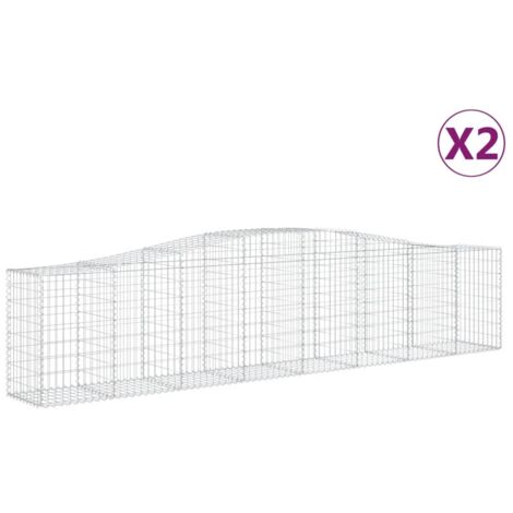 Paniers à gabions arqués 2 pcs，Clôture de jardin，Mur en Gabion 400x50x80100 cm Fer galvanisé703180