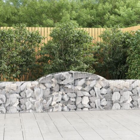 Paniers à gabions arqués 3 pcs  Mur en gabion Clôture de gabion 300x30x60/80 cm Fer galvanisé 92336