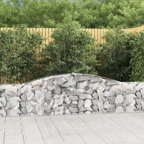 Paniers à gabions arqués 3 pcs  Mur en gabion Clôture de gabion 400x30x60/80 cm Fer galvanisé 81181