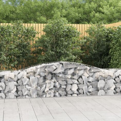 Paniers à gabions arqués 3 pcs Mur en gabion  Clôture de gabion 400x50x60/80 cm Fer galvanisé 25796