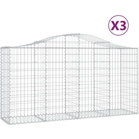 Paniers à gabions arqués 3 pcs,Clôture de jardin,Mur en Gabion 200x50x100120 cm fer galvanisé289474