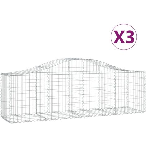 Paniers à gabions arqués 3 pcs,Clôture de jardin,Mur en Gabion 200x50x6080 cm Fer galvanisé180617