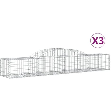 Paniers à gabions arqués 3 pcs，Clôture de jardin，Mur en Gabion 300x50x4060 cm fer galvanisé640860
