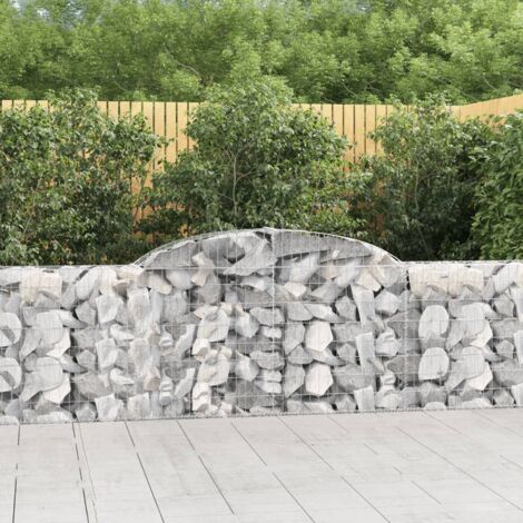 Paniers à gabions arqués 4 pcs  Mur en gabion Clôture de gabion 300x30x80/100 cm fer galvanisé 81063
