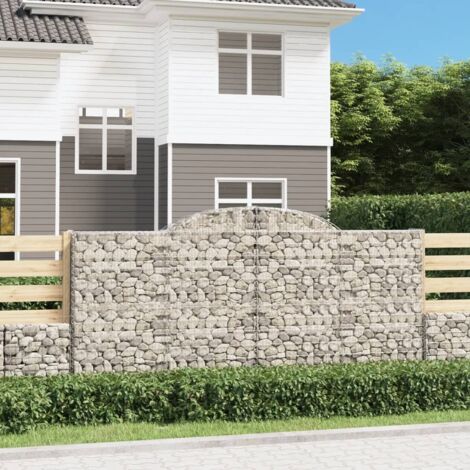 Paniers à gabions arqués 4 pcs  Mur en gabion Clôture de gabion 300x50x140/160 cm fer galvanisé 82755
