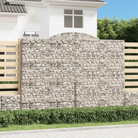 Paniers à gabions arqués 4 pcs  Mur en gabion Clôture de gabion 300x50x220/240 cm fer galvanisé 82768