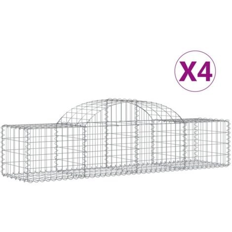 Paniers à gabions arqués 4 pcs,Clôture de jardin,Mur en Gabion 200x50x4060 cm fer galvanisé784648