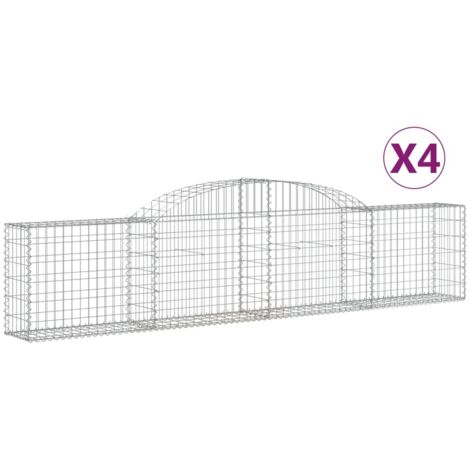 Paniers à gabions arqués 4 pcs，Clôture de jardin，Mur en Gabion 300x30x6080 cm Fer galvanisé796898