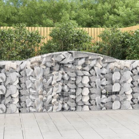 Paniers à gabions arqués 5 pcs Mur en gabion  Clôture de gabion 400x50x100/120 cm Fer galvanisé 52605