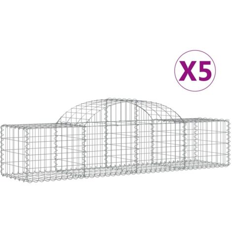 Paniers à gabions arqués 5 pcs,Clôture de jardin,Mur en Gabion 200x50x4060 cm fer galvanisé404712