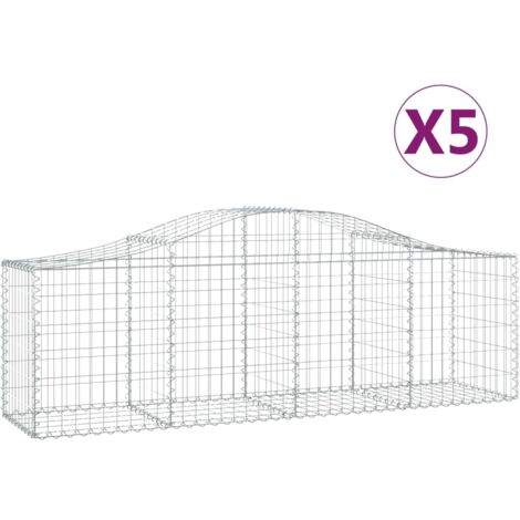Paniers à gabions arqués 5 pcs,Clôture de jardin,Mur en Gabion 200x50x6080 cm Fer galvanisé221739
