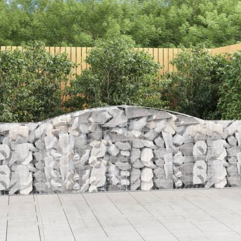 Paniers à gabions arqués 6 pcs Mur en gabion  Clôture de gabion 400x30x80/100 cm Fer galvanisé 20192