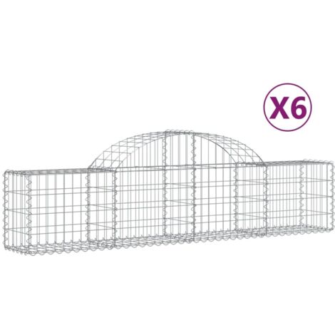 Paniers à gabions arqués 6 pcs,Clôture de jardin,Mur en Gabion 200x30x4060 cm Fer galvanisé363832